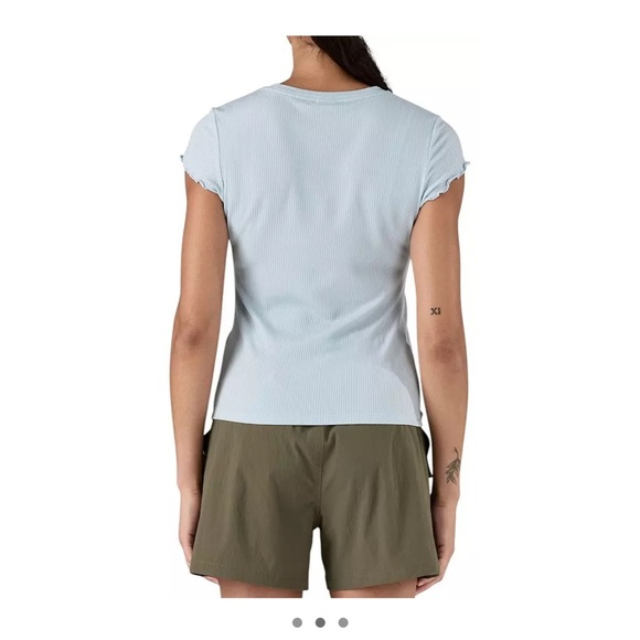 Patagonia Women's Large Rib Knit Top Fleck Blue NWT Slim Fit Cap Sleeves Stretch - Picture 7 of 9